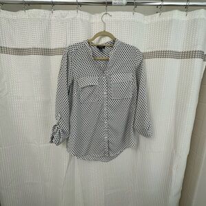Jones New York black polka dot blouse size med